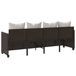 vidaXL Chaise longue avec coussins marron résine tressée
