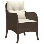 vidaXL Set de salle à manger de jardin 5 pièces avec coussins en poly rotin marron