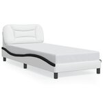 vidaXL Cadre de lit avec LED sans matelas blanc et noir 90x200 cm