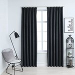 vidaXL Rideaux occultants avec crochets 2 Pièces Anthracite 140x175 cm
