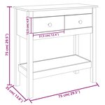 vidaXL Table console Blanc 75x35x75 cm Bois massif de pin