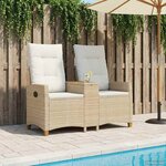 vidaXL Banc inclinable avec table 2 -Seater 126 x 65 x 112 cm