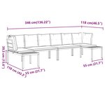 vidaXL Salon de jardin avec coussins 4 Pièces noir acier enduit de poudre