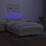 vidaXL Sommier à lattes de lit matelas et LED crème 120x190 cm tissu