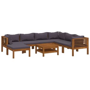 vidaXL Salon de jardin 8 Pièces avec coussin Bois d'acacia solide