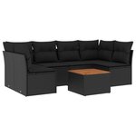 vidaXL Salon de jardin 7 Pièces avec coussins noir résine tressée