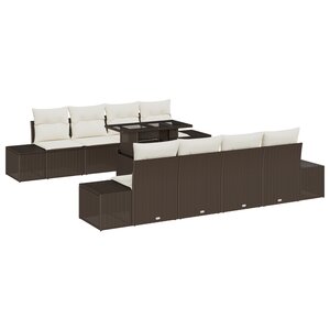 vidaXL Ensemble de canapés de jardin 7 pièces avec coussins Marron en poly rotin