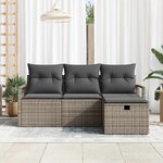 vidaXL Ensemble de canapé de jardin avec coussin 4 Pièces Gris Poly rotin