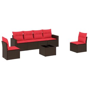 vidaXL Salon de jardin avec coussins 7 Pièces marron résine tressée