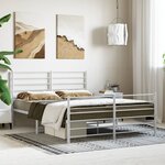 vidaXL Cadre de lit métal sans matelas et pied de lit blanc 160x200 cm