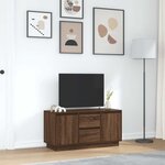 vidaXL Meuble TV avec lumières LED chêne marron 100x41x50 cm