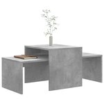vidaXL Ensemble de table basse Gris béton 100x48x40 cm Bois ingénierie
