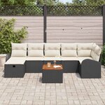 vidaXL Ensemble de canapé de jardin avec coussin 8 Pièces Noir Poly rotin