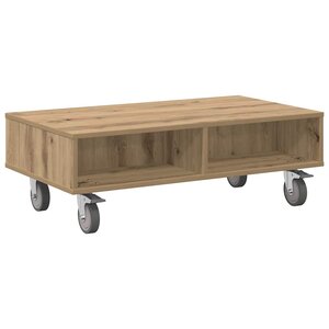 vidaXL Table d'appoint avec roues Chêne artisanal 90 x 50 x 30 cm