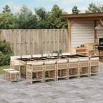 vidaXL Ensemble à manger de jardin et coussins 17 Pièces beige