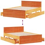vidaXL Cadre de lit sans matelas avec tête de lit brun cire 140x190 cm