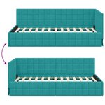 vidaXL Cadre de lit d'angle Turquoise 90 x 200 cm Velours