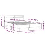 vidaXL Cadre de lit avec tête de lit et LED noir 135x190 cm