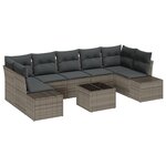 vidaXL Ensemble de Canapés de Jardin 8 Pièces avec Coussins Gris Poly Rattan