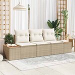 vidaXL Ensemble de canapé de jardin 3 Pièces Beige Poly rotin