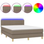 vidaXL Sommier à lattes de lit avec matelas LED Taupe 140x190 cm Tissu