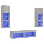 vidaXL Unités murales TV avec LED 6 Pièces gris sonoma bois d'ingénierie