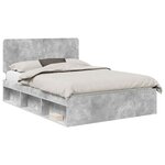 vidaXL Cadre de lit avec tête de lit Béton 160 x 200 cm Pin massif