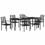 vidaXL Ensemble de salle à manger pour jardin 7 Pièces Noir
