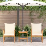 vidaXL Ensemble de jardin 3 pièces avec coussins en bois d'acacia massif