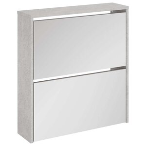 vidaXL Armoire à chaussures et miroir 2 niveaux Gris béton 63x17x67 cm