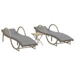 vidaXL Chaises longues lot de 2 avec table beige résine tressée