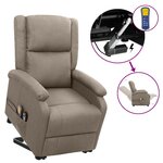 vidaXL Fauteuil de massage Taupe Tissu
