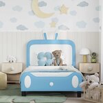 vidaXL Cadre de lit pour enfants avec tête de lit Bleu 90 x 200 cm PU