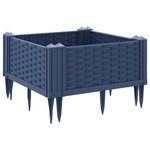 vidaXL Jardinière avec piquets bleu gris 42 5x42 5x28 5 cm PP