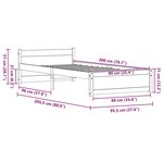 vidaXL Cadre de lit Marron cire 90 x 200 cm Bois massif en pin