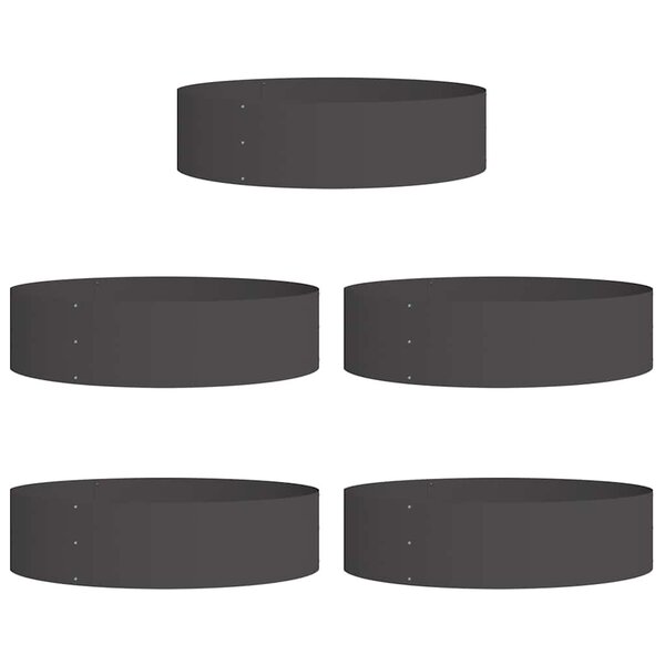vidaXL Pots de jardin 5 Pièces Noir 80 x 80 x 20 cm Acier