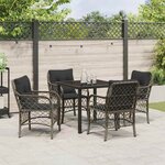 vidaXL Ensemble de salle à manger pour jardin 5 Pièces Gris Poly rotin