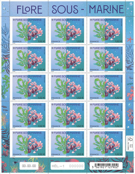 Feuille de 15 timbres - Flore Sous-Marine - Lettre Verte 