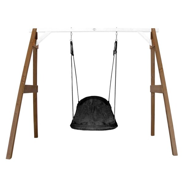 AXI Portique en bois Marron Blanc avec balançoire siège nid ovale 160x254x207cm