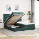 vidaXL Cadre de lit ottoman avec matelas vert foncé 160x200 cm velours
