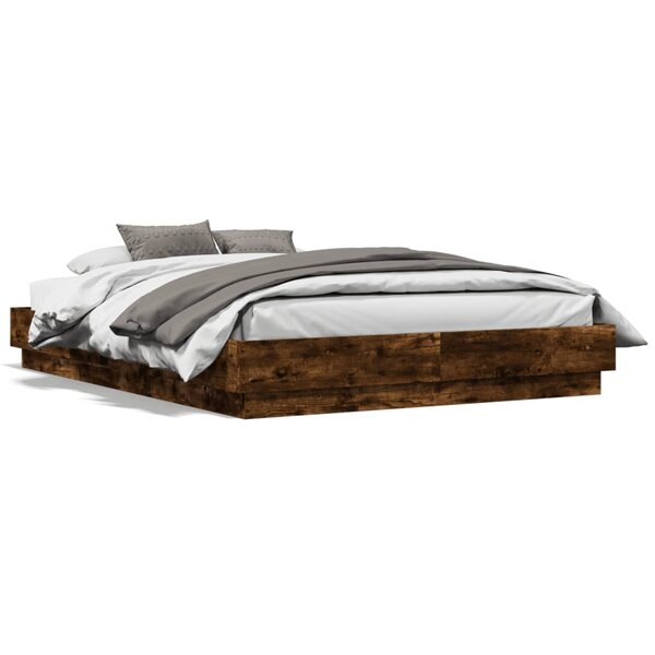 vidaXL Cadre de lit sans matelas chêne fumé 135x190 cm