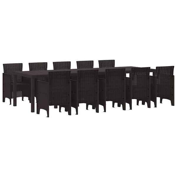 vidaXL Ensemble de salle à manger pour jardin 11 Pièces Marron Rotin