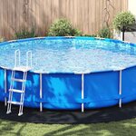 vidaXL Tapis de piscine Noir Ø 610 cm Géotextile en polyester