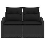 Canapé de jardin 2 places vidaXL avec rangement et coussins en poly Rattan noir