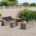 vidaXL Ensemble de canapé de jardin 9 Pièces Gris Poly Rattan