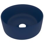 vidaXL Lavabo rond de luxe Bleu foncé mat 40x15 cm Céramique