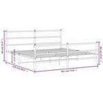 vidaXL Cadre de lit métal sans matelas et pied de lit blanc 183x213 cm