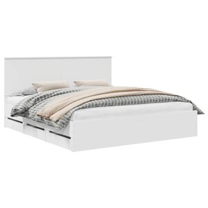 vidaXL Cadre de lit avec tiroir Blanc 180 x 200 cm Bois Ingénierie