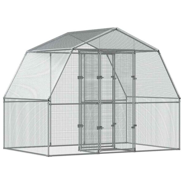vidaXL Cage à oiseaux avec porte argenté acier galvanisé