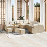 vidaXL Ensemble de canapé de jardin avec coussin 13 Pièces beige et crème